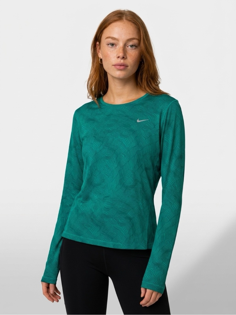 Nike Teal Patterned Long-Sleeve Training Top